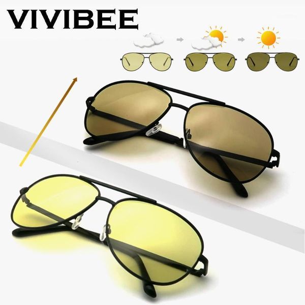 

vivibee color change sunglasses men pilot driving pchromic yellow polarized women sun glasses aviation day and night vision1, White;black