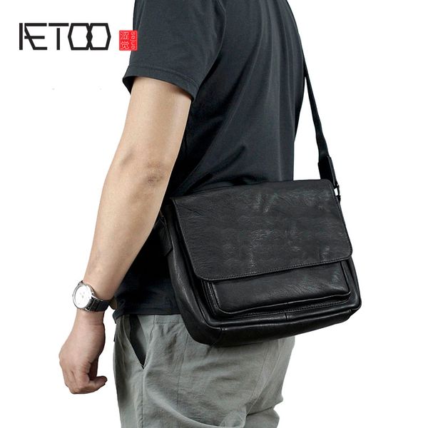 

hbp aetoo shoulder bag men's leather messenger bag cross section soft leather large capacity postman bag head layer leather casual f