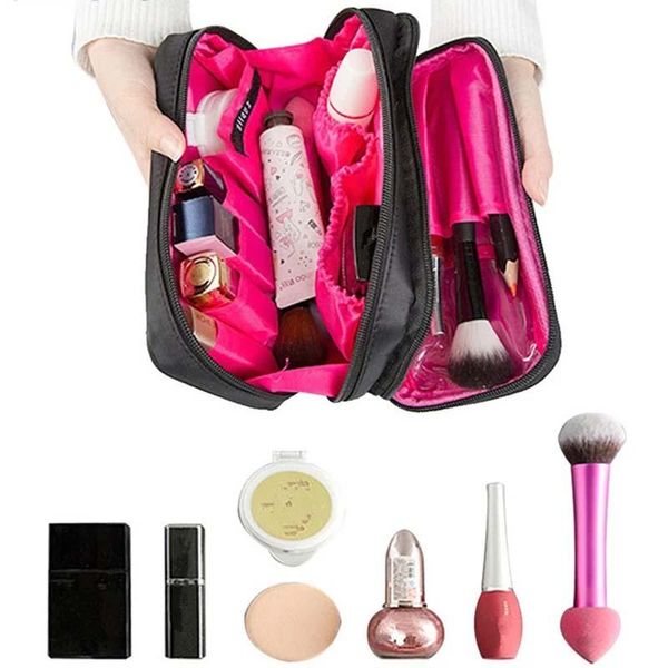 

1 pc double layers cosmetic bag large makeup bag for women travel case organizer toiletry kit dropshipping