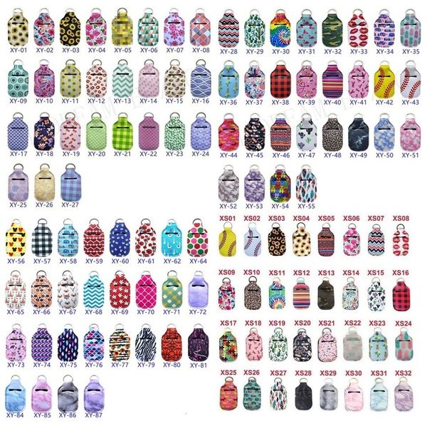 

sunflower neoprene baseball softball keychains hand sanitizer bottle holder 30ml portable mini alcohol bottles holders key rings pendants