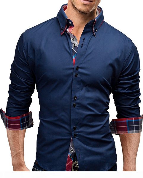 

fashion male shirt long-sleeves double collar business shirt mens dress shirts slim men 3xl, White;black
