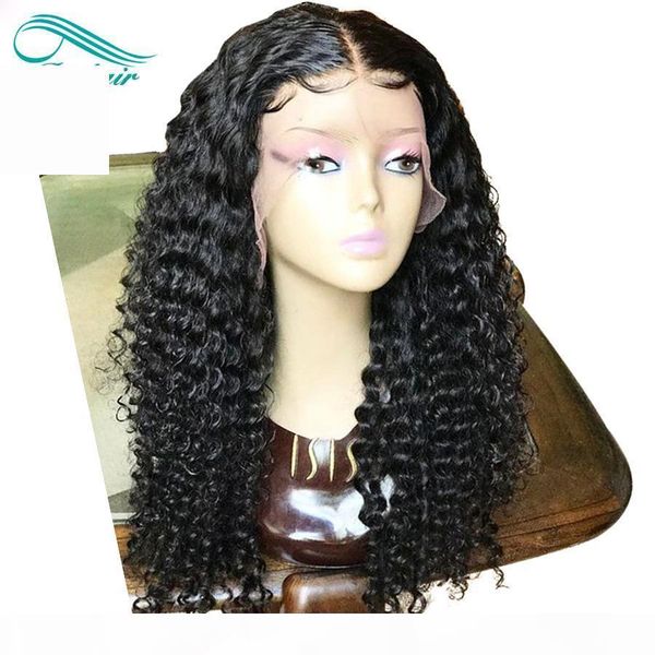 

bythair pre plucked natural wavy lace front human hair wigs deep wave brazilian virgin human hair full lace wig with baby hairs, Black;brown