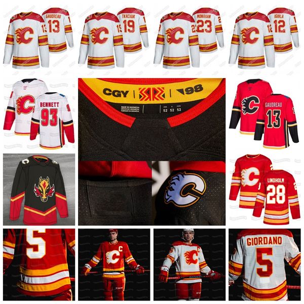 

youth jacob markstrom calgary flames 2021 reverse retro johnny gaudreau monahan sam bennett elias lindholm backlund mcdonald jersey, Black;red