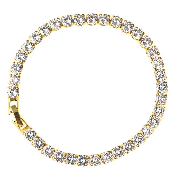 

european and american fashion brand jewelry zircon round diamond tennis chain silver hip hop bracelet men women couple accessories tennis, Black