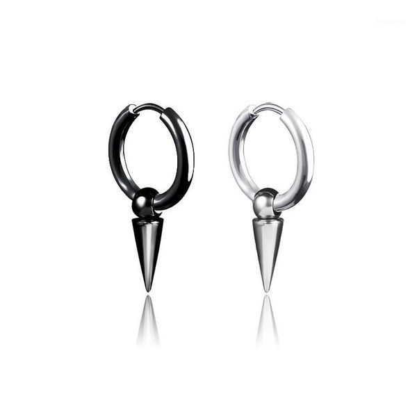 

korean fashion new cool ear rock punk dangle earrings titanium steel single point boy drop earring jewelry for men1, Silver