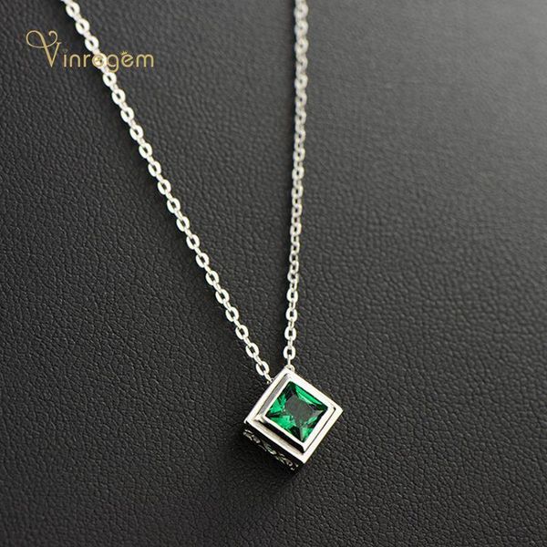 

chains vinregem 100% 925 sterling silver emerald gemstone white gold women for pendant necklace engagement fine jewelry wholesale
