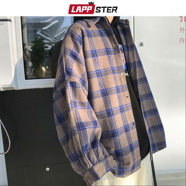 

autumn plaid shirt men's shirt loose long sleeves1, White;black
