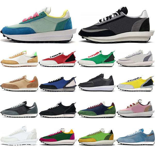 

2020 new men running sports shoes ldv waffle women black with white symbol metallic gold waffles pine green racer daybreak trainers 36-45