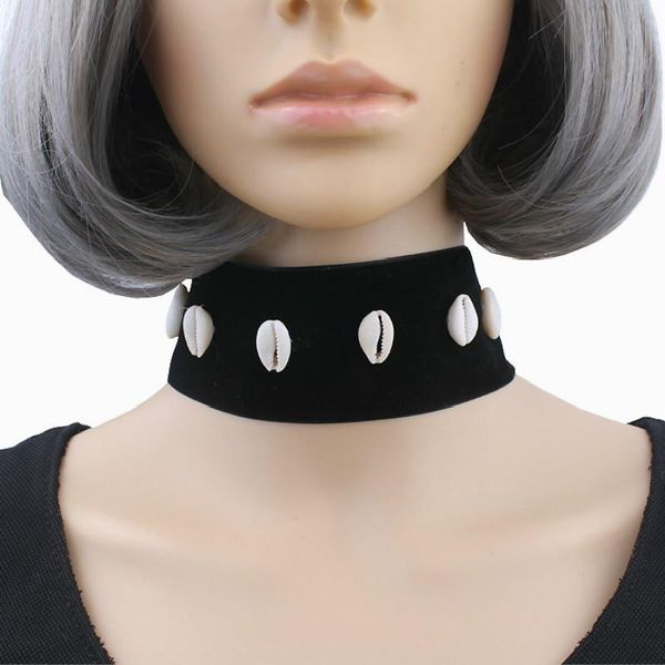 

natural shell black velvet necklace new fashion exaggerated necklace, Golden;silver