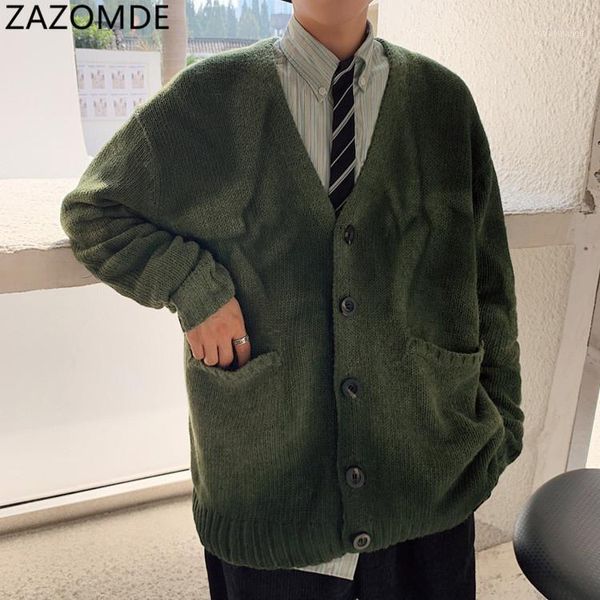 

men's sweater 2020 autumn and winter new single-breasted slim solid color knitted long-sleeved buttons casual fashion young men1, White;black