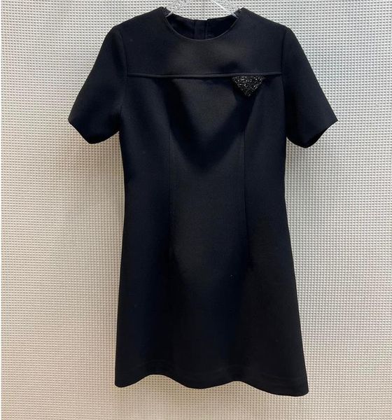 

1111 2022 runway dress spring summer brand same style empire crew neck beads black short sleeve flora print womens dress fashion tao