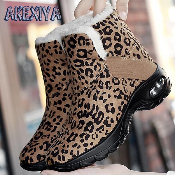 

горячая продажа женские зимние сапоги открытый плюшевые теплый женские снег сапоги водонепроницаемый платформы leopard обувь, Black