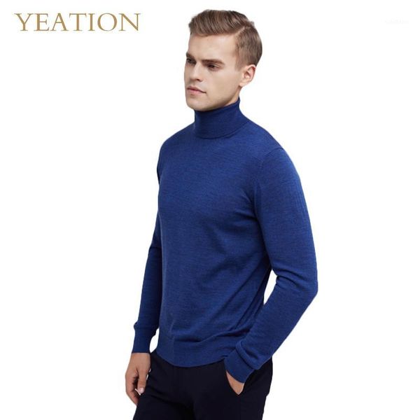 

yeation man 100% woolen turtleneck smart casual machine wash wool sweater1, White;black