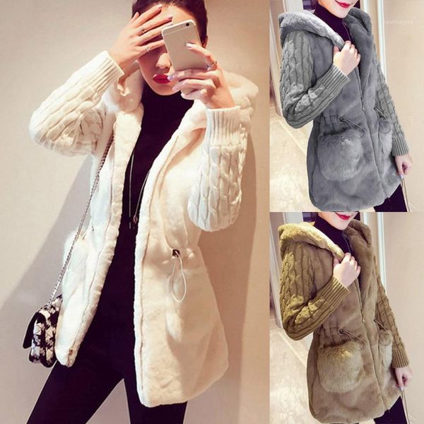 

womail autumn jacket women knitted sleeve pockets cardigan solid color hooded coat women fashion loose long sleeve outwear1, Black;brown