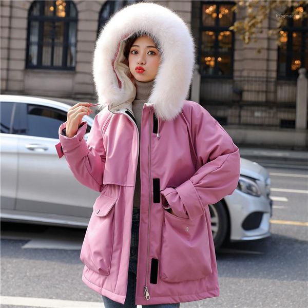 

winter selling women's down jacket fashion fur collar white duck down warm jacket women outdoor leisure mid-length1, Black