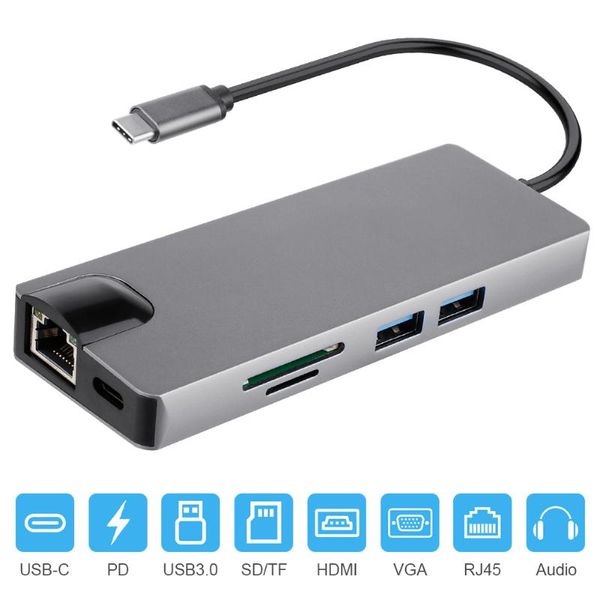 

11 в 1 usb hub c портативный тип c многосегментный usb 3.0 hub hdmi адаптер dock для pro air usb-c 3.0 splitter port type