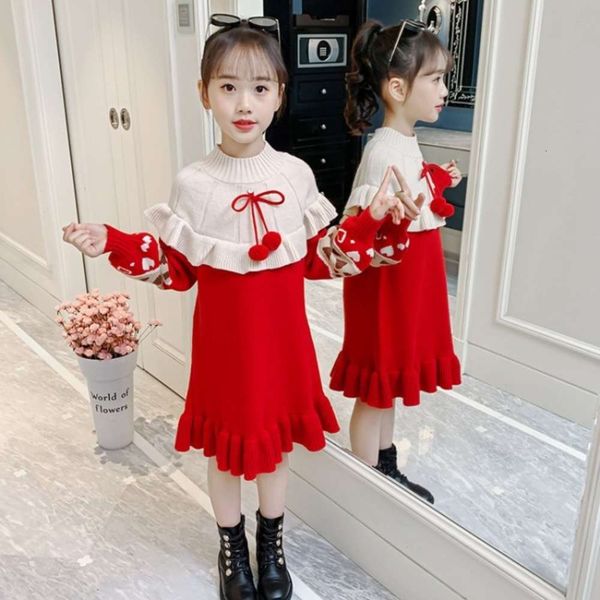

baby drs autumn 2020 sweater girl winter clothing new year red skirt, Red;yellow