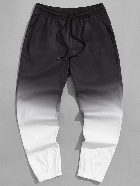 

men drawstring waist ombre pants n7nw#, Black