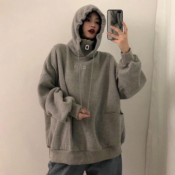 

winter new harajuku couple sweatshirt cute letter print ladies hoodie korean fashion street women pullover hoodie, Black