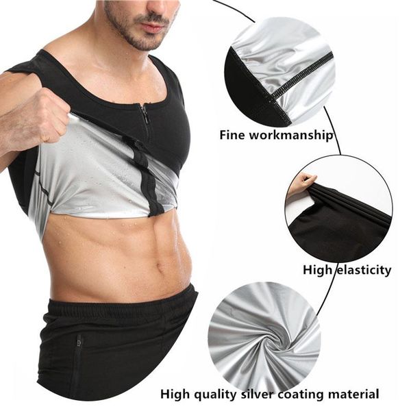 

sport fitness shapewear workout running shirt sweat vest polymer sports bras corset body shaper for men body shaping vest, White;black