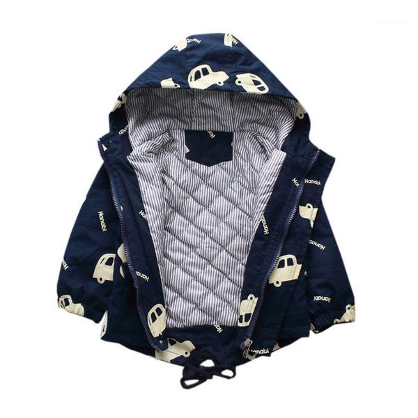 

new autumn winter children jackets casual hooded kids outerwear boy fashion cartoon print windbreaker 1-5t warm coats for boys1, Blue;gray