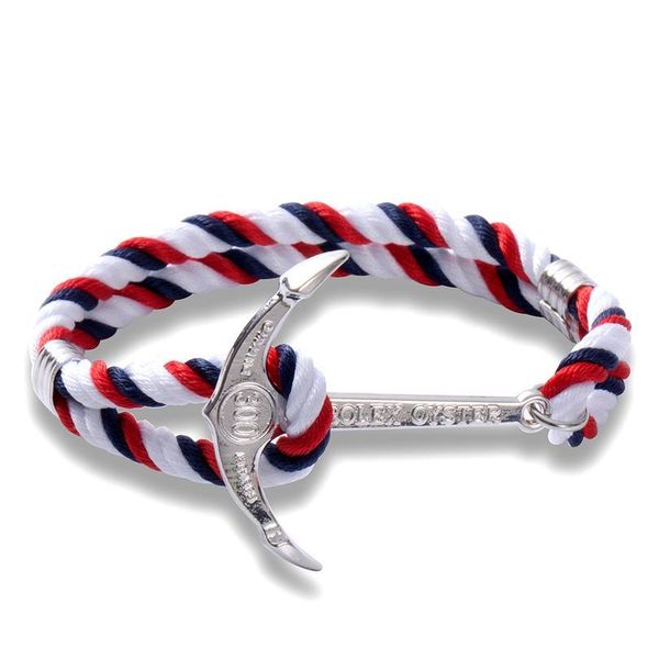 

eif dock silver color stainless steel men large size anchor weave leather bracelets black rope male wrap met jllsfe