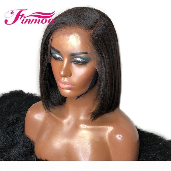 

yaki short bob lace front human hair wigs peruvian remy 13x4 bob lace wig with baby hair 150% pre plucked for black women