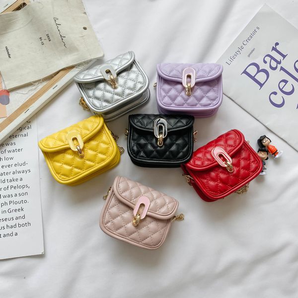 

cute baby girls princess handbags kids pu single-shoulder bags children metal chain mini change purse fashion messenger bags s800, Black