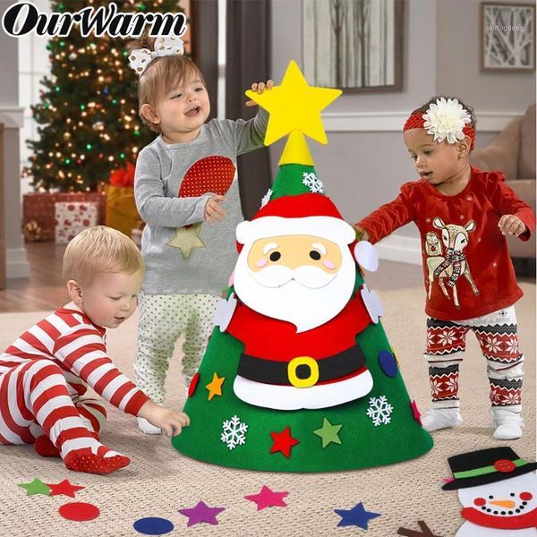 

ourwarm 3d diy toddler felt christmas tree with snowman santa clause ornaments kids gifts toys new year xmas party decoration1