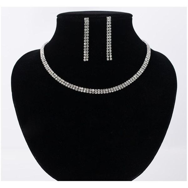 

mecresh gorgeous crystal bridal jewelry sets silver color rhinestone flower earrings necklace sets wedding jewelry mx32v