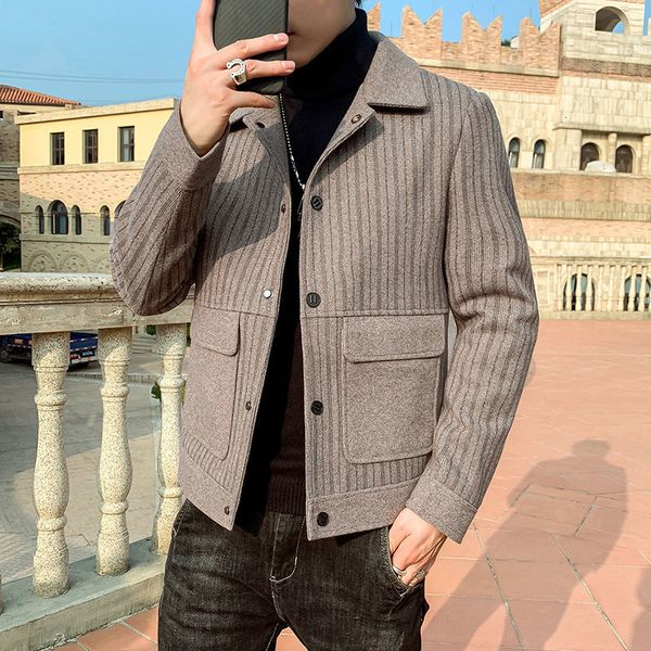 

2021 blouse new autumn fine chinese style sleeve long jacket fashion male youth wear 5ue2, Tan;black