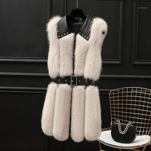 

autumn and winter 2019 new women's whole leather hair medium length fur vest real wool vest coat genuine leather,a3481, Black