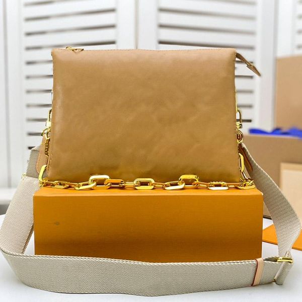 

crossbody bag pm handbag puffy lambskin leather embossed letter shoulder bags zipper purse chunky chain baguette removable adjustable jacqua