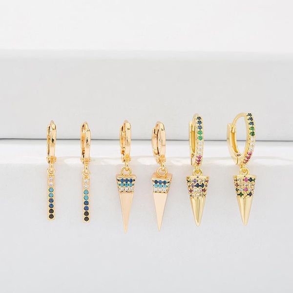 

dangle & chandelier gold color long triangle pendant earrings trendy boho rainbow zircon drop for women party wedding jewelry brincos1, Silver