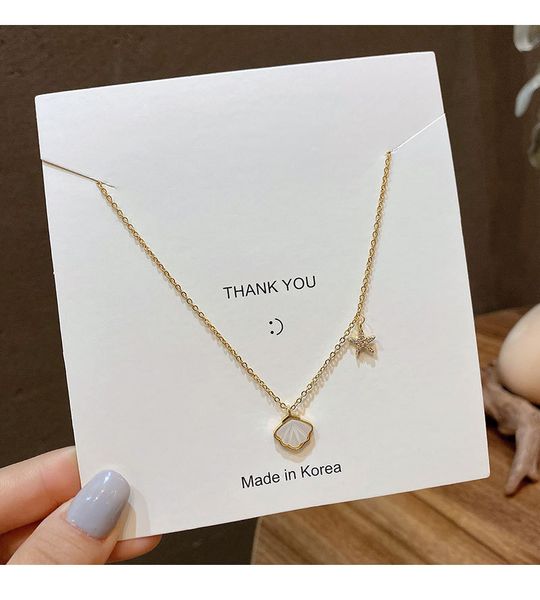 

2020 ins temperament pearl shell titanium steel necklace five-p star diamond fashion pendant net celebrity trend designer women necklace, Silver