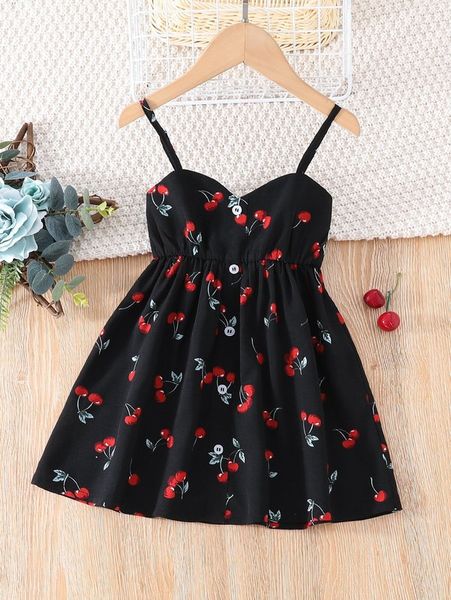 

toddler girls cherry print cami dress she, Red;yellow