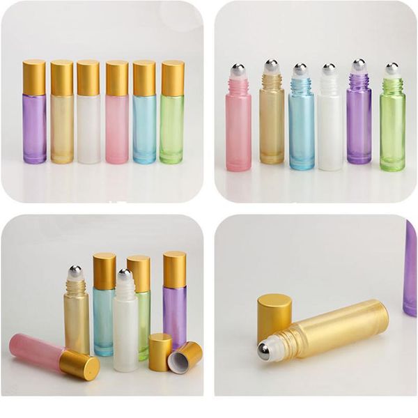 

12pcs/lot 10ml thick glass roll on bottle empty perfume essential oil vials with stainless steel rol qylkpm