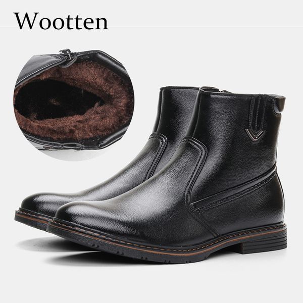 

40-45 men winter shoes warm plush ankle boots fashion vintage brand comfortable snow boots warmest men winter boots 201102, Black