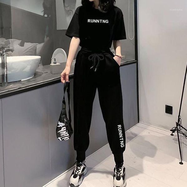 

cargo pants women plus size 5xl casual 2 piece set women overalls short sleeve summer t shirt workout clothes tracksuit1, White