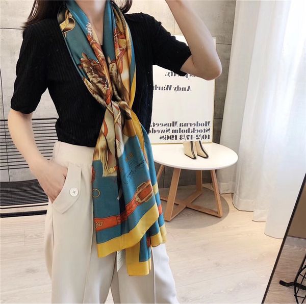 

square tree floral print scarf women shawls foulard femme blue large twill silk scarfs dropshipping, Blue;gray