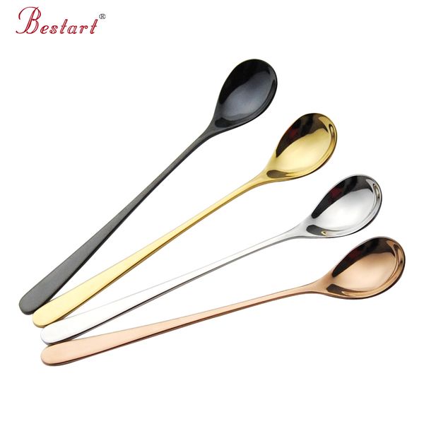 

a-eco-friendly kitchen accessories 4color 18 /10 stainless steel long handle ice cream spoon set 8