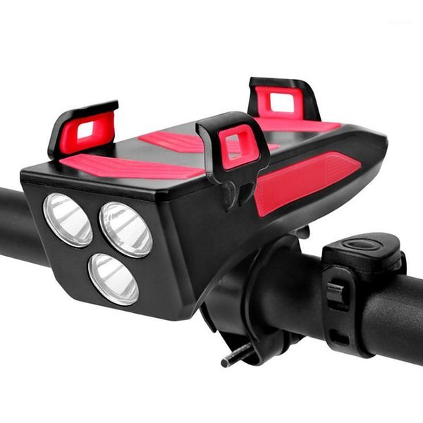 

4 in 1 multifunctional bike light bicycle horn lamp with mobile phone bracket 250 lumens bike horn phone holder1