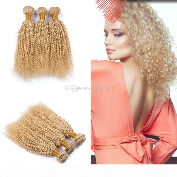 

blonde 613 afro kinky curly human hair bundles pure color 613 blonde hair weaves kinky curly hair extensions unprocessed, Black