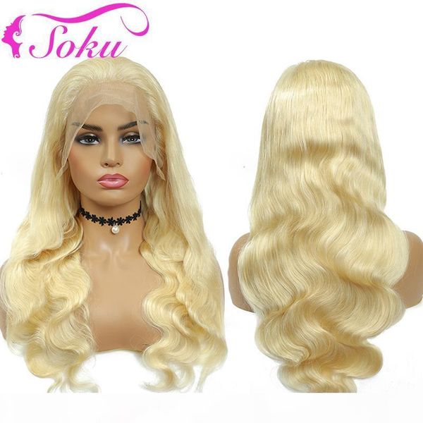 

613 blonde lace front human hair wigs soku brazilian straight ombre blonde 13x4 lace wig for women non-remy pre plucked wig, Black;brown