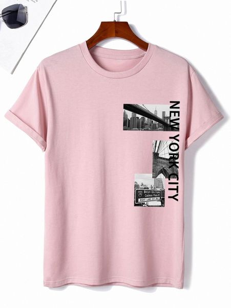 

men building & letter graphic tee v6a1#, White;black