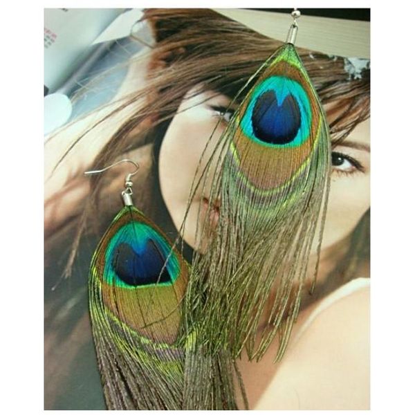 

retro national style luxury peacock feather earrings color wild earr sqcgjn beauty888, Silver