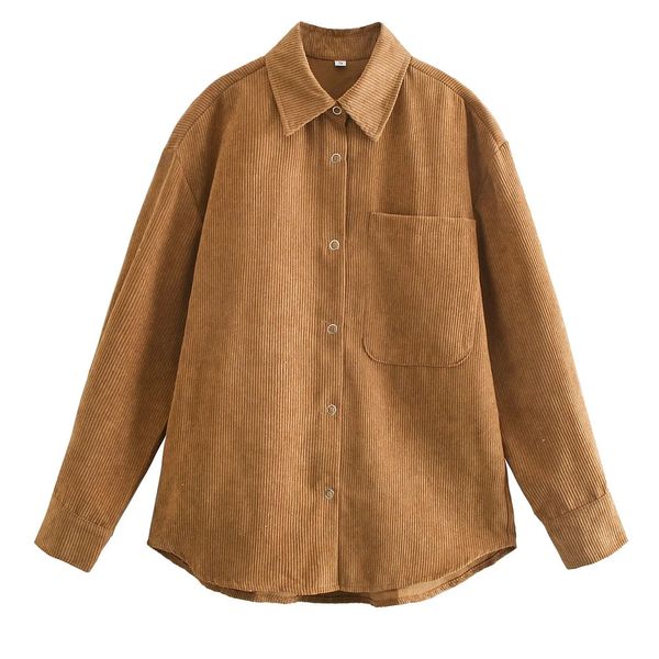

new streetwear women solid corduroy jacket 2021 fashion ladies turn down collar loose causal female chic poc, Black;brown