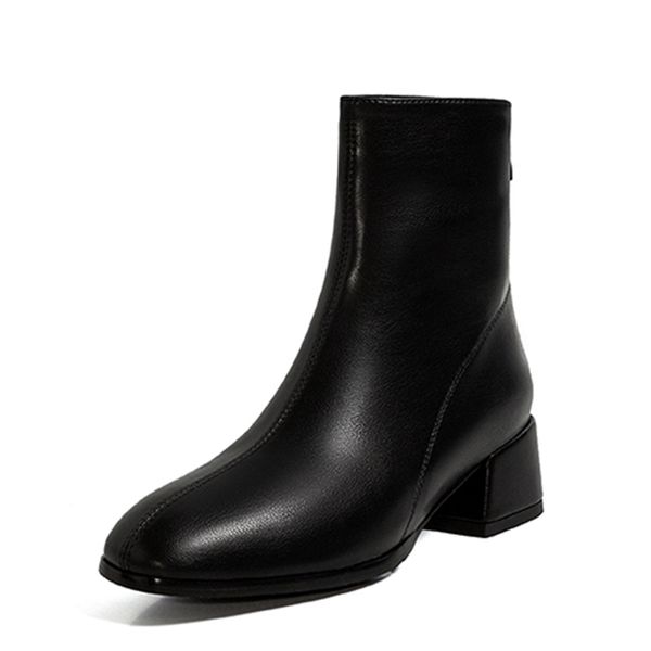

2021 the new comfortable casual style round-ankle fashion medium black zipper with thick motorcycle boots women's shoes 2pqq
