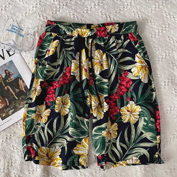 

2020 summer new youth decor nine color printing loose men's waist drawstring shorts tz001-2-p20, White;black