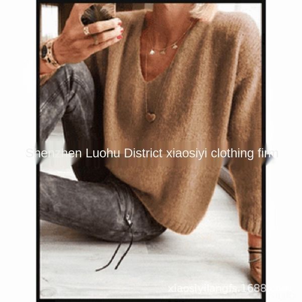 

v-образный вырез с длинным рукавом женщин потерять и ленивый v-образный вырез длиной пуловер свитер рукав пуловер sweatersweater женщины тер, White;black